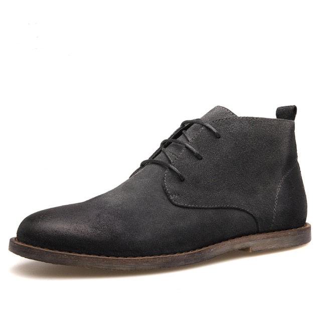 New Nubuck Leather Oxford Lace Up Formal Dress Boot Fashion Mens Round Toe Chukka Winter Shoes