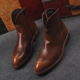 Mens Retro Leather Like Pointy Toe Formal Dress Business Oxford Brogue Wing tip Military Ankle Boots Chukka Shoes