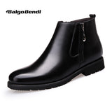 US6-10 Fashion Leather Mens Pointy Toe Oxford Zipper Casual Ankle Boots Chukkas Warm Fur Winter Shoes