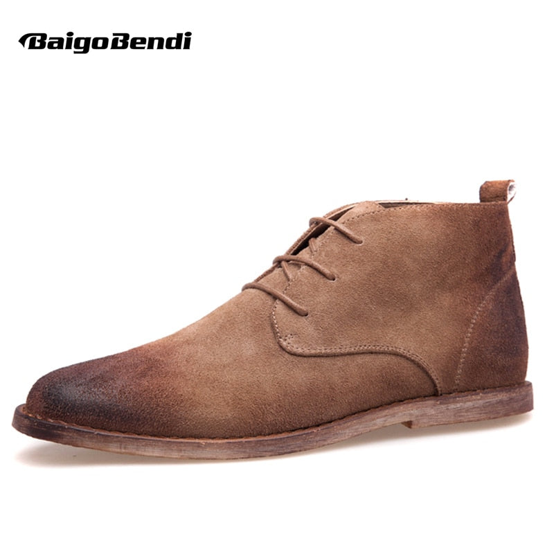 New Nubuck Leather Oxford Lace Up Formal Dress Boot Fashion Mens Round Toe Chukka Winter Shoes