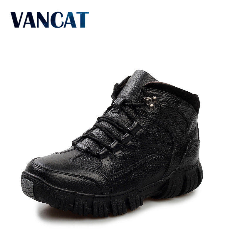 VANCAT Super Warm  Winter Men Boots Genuine Leather Boots Men Winter Shoes Men Military Fur Boots For Men Shoes Zapatos Hombre