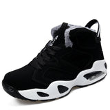 AGSan men boots couple men's winter warm snow boots mens fur plush high top ankle boots sneakers work shoes men botas lace up