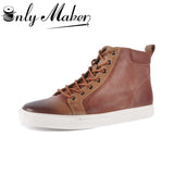 onlymaker Yolkomo Men's Calf Leather Chukka Boots Classic High-top Roud-toe Fashion Design Sneaker Shoes