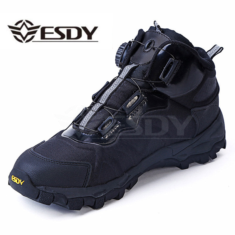 Men Tactical Military Boots Winter Leather Lace Up Combat Army Ankle Boots Mens Flat Safety Work Shoes
