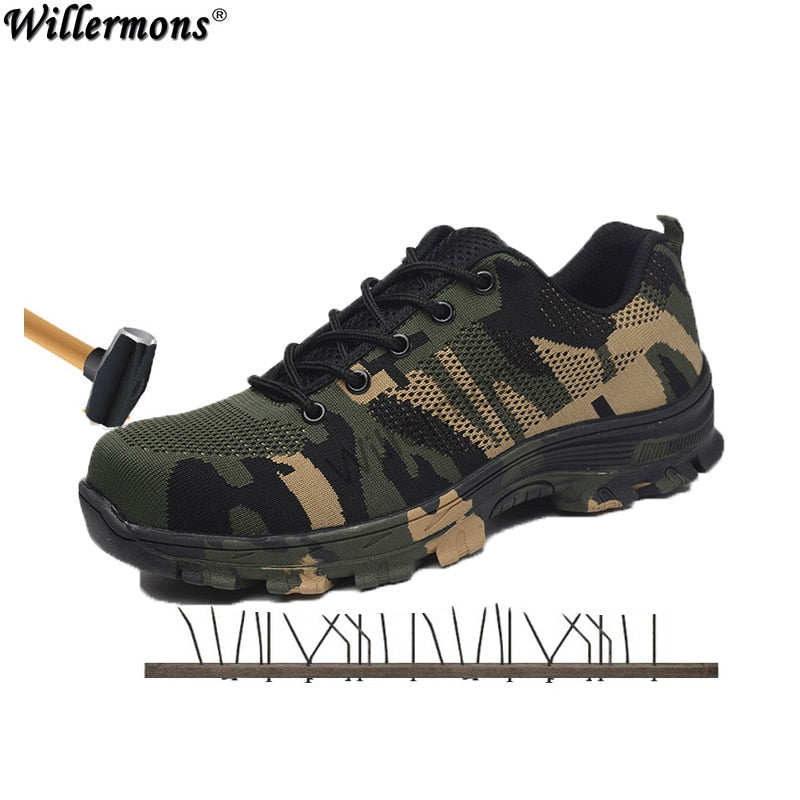 2018 New Men's Plus Size Outdoor Steel Toe Cap Military Work & Safety Boots Shoes Men Camouflage Army Puncture Proof Boots