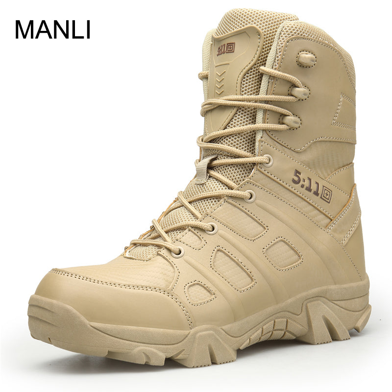 MANLI 2018 Outdoor Hiking Shoes Men's Desert High-top Military Tactical Boots Men Combat Army Boots Militares Sapatos Masculino