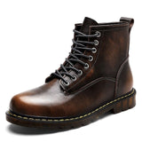 Vancat High Quality Genuine leather Autumn Men Boots Winter Waterproof Ankle Boots  Martin Boots Outdoor Working Boots Men Shoes