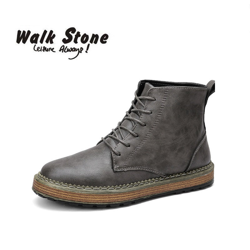 Vintage Sapato Men's Ankle Boots Spring Autumn Martin Boot Leather Shoes Men British Style Casual Fashion High Top Chukka Boot