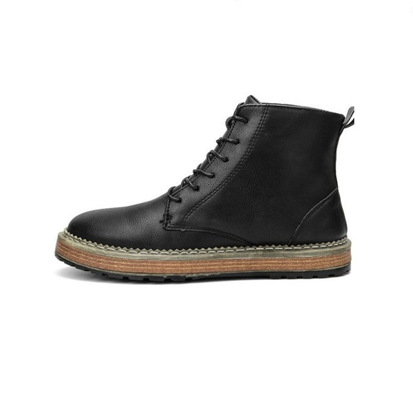 Vintage Sapato Men's Ankle Boots Spring Autumn Martin Boot Leather Shoes Men British Style Casual Fashion High Top Chukka Boot