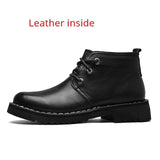 Men Motorcycle Boots Vintage Chukka Boot Winter Fur 2018 New 100% Cow Split Leather Waterproof Lace up Military Boots Men Shoes