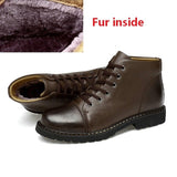 Winter Shoes for men Snow Boots Warm With Fur,Fashion Chukka 100% Genuine Leather Ankle Boot, Mens Waterproof Casual Shoes 2018