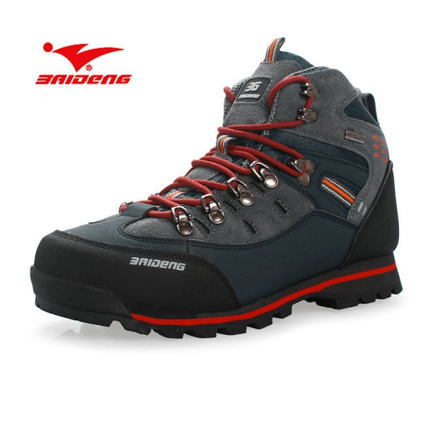 BAIDENG Men Hiking Shoes Waterproof Leather Shoes Climbing & Fishing Shoes New Popular Outdoor Shoes Men High Top Winter Boots