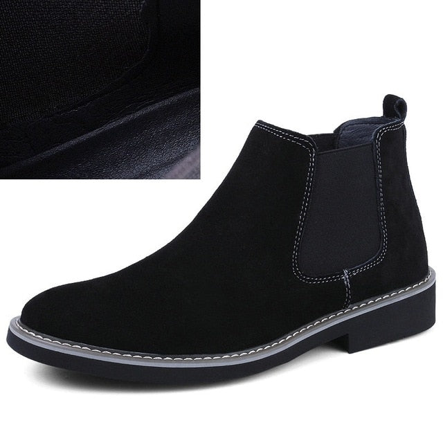 Men Chelsea Boots Slip On Suede High Top Classic Mens Shoes Genuine Leather Chukka Ankle Boots Fashion Cowboy Male Boots 2018