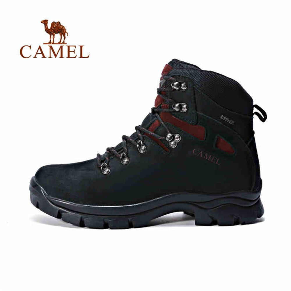 CAMEL Men Outdoor Sports Warm Brand Leather Lace-Up Waterproof Comfortable Tactical Hiking Shoes Mountain Climbing Trkking Boots