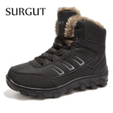 SURGUT Brand Winter Fur Supper Warm Snow Boots For Men Adult Male Shoes Non Slip Rubber Casual Work Safety Casual Ankle Boots