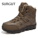SURGUT Brand Winter Fur Supper Warm Snow Boots For Men Adult Male Shoes Non Slip Rubber Casual Work Safety Casual Ankle Boots