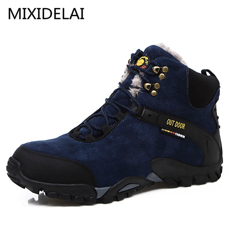 MIXIDELAI New Couple Unisex Boot Men Boots fashion Quality Winter Snow Plush Ankle Boots For Men's Warm Boots Ankle Work Shoes