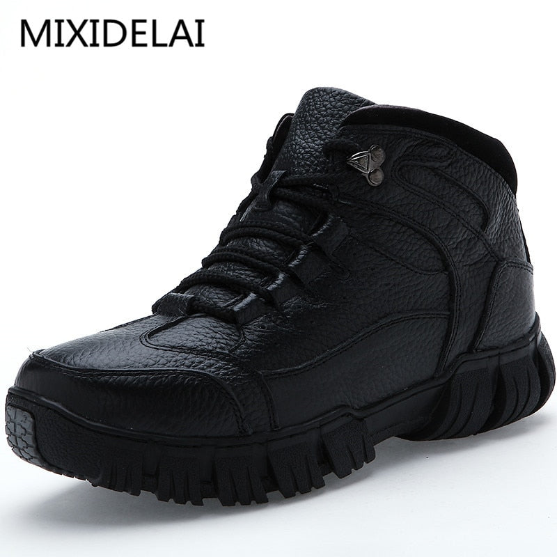 MIXIDELAI Super Warm Winter Men Boots Genuine Leather Boots Men Winter Shoes Men Military Fur Boots For Men Shoes Zapatos Hombre