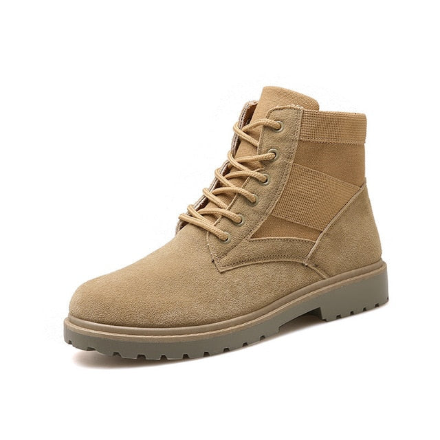 SERENE Brand Men's Boots Military boot Chukka Ankle Bot Desert High Top Army Male Causal Shoes Safety Combat Men Motocycle Boots