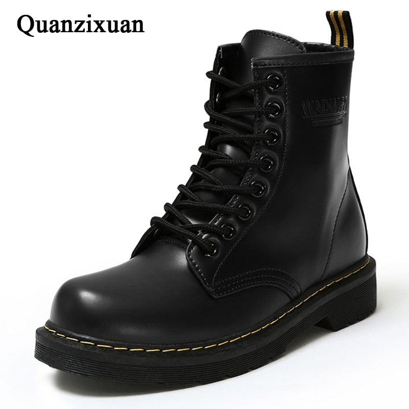 Winter Ankle Boots Pu Leather Women Boots Fashion Martin Boots Women Work Shoes Black Round Toe Lace-Up Women Shoes Female Boots