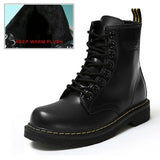 Winter Ankle Boots Pu Leather Women Boots Fashion Martin Boots Women Work Shoes Black Round Toe Lace-Up Women Shoes Female Boots