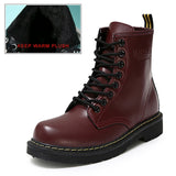 Winter Ankle Boots Pu Leather Women Boots Fashion Martin Boots Women Work Shoes Black Round Toe Lace-Up Women Shoes Female Boots