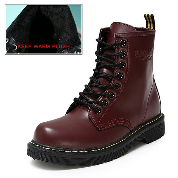 Winter Ankle Boots Pu Leather Women Boots Fashion Martin Boots Women Work Shoes Black Round Toe Lace-Up Women Shoes Female Boots
