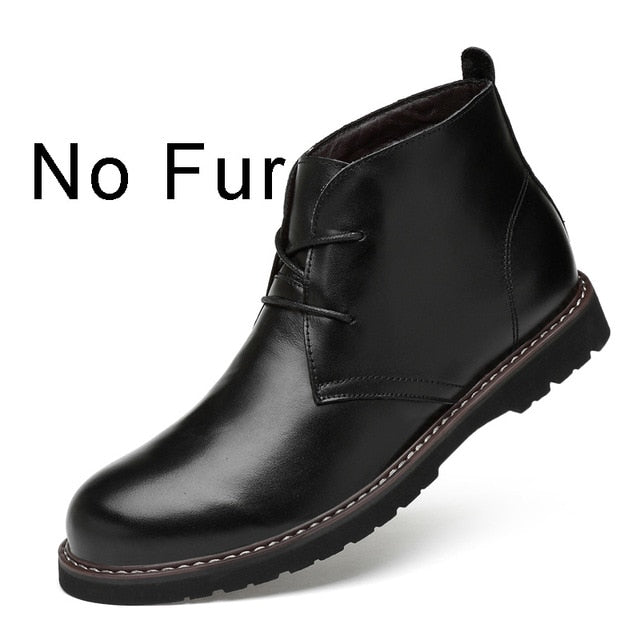 CLAX Men Desert boots Genuine Leather Ankle dress Boot Men casual Shoes Chukka Boot Autumn Winter Fur chaussure homme Plus Size