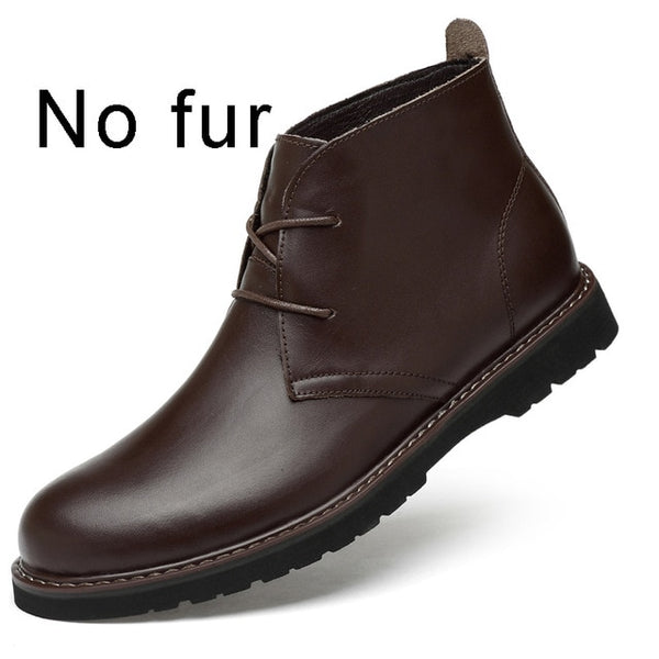 CLAX Men Desert boots Genuine Leather Ankle dress Boot Men casual Shoes Chukka Boot Autumn Winter Fur chaussure homme Plus Size
