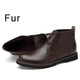 CLAX Men Desert boots Genuine Leather Ankle dress Boot Men casual Shoes Chukka Boot Autumn Winter Fur chaussure homme Plus Size