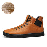 JUNJARM Hight Quality 100% Genuine Leather Men Ankle Boots Italian Real Leather Men Boots Black Men Winter Shoes With Fur