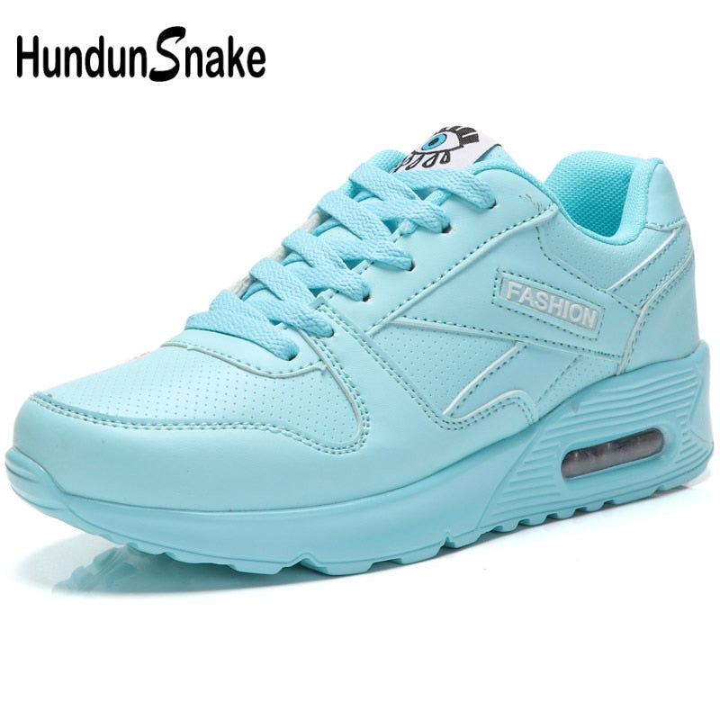 Hundunsnake Air Cushion Women's Sneakers Women Blue Sport Shoes Woman Sports Shoes Ladies Leather Running Shoes For Women T31