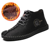 Designer Mens Boots Working Tactical Boots Split Leather Ankle Snow Boots Driving Shoes Warm Fur Plush Lace-up Winter Shoes