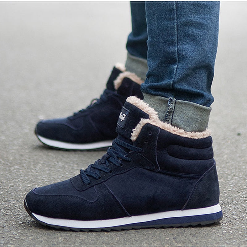 Winter Boots Men Ankle Boots Warm Winter Shoes Men Boots Tennis Sneakers Male Shoes Solid Lace Up Lovers Casual Safety Shoes Men