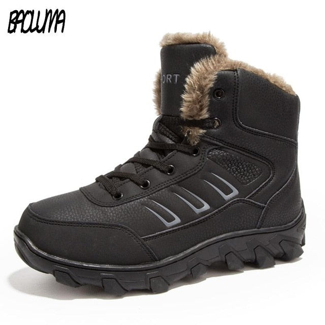 Genuine Leather Men Winter Boots Combat Ankle Boots Work Breathable Durable Men Army Forces Rubber Mid-calf High Top Boots Shoes