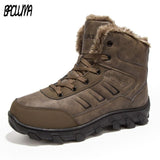 Genuine Leather Men Winter Boots Combat Ankle Boots Work Breathable Durable Men Army Forces Rubber Mid-calf High Top Boots Shoes