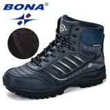 BONA Men Hiking Shoes Mid-Top Split Leather Outdoor Sneaker Men Comfy Trekking Boots Men Trail Camping Climbing Hunting Sneakers