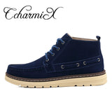 CcharmiX Chukka Boots Men Work&Safety Cow Suede Mens Ankle Boots Male Leather Winter Booty Plush Fashion Warm Shoes Size 38-46