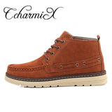 CcharmiX Chukka Boots Men Work&Safety Cow Suede Mens Ankle Boots Male Leather Winter Booty Plush Fashion Warm Shoes Size 38-46