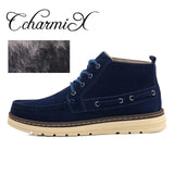CcharmiX Chukka Boots Men Work&Safety Cow Suede Mens Ankle Boots Male Leather Winter Booty Plush Fashion Warm Shoes Size 38-46