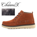 CcharmiX Chukka Boots Men Work&Safety Cow Suede Mens Ankle Boots Male Leather Winter Booty Plush Fashion Warm Shoes Size 38-46