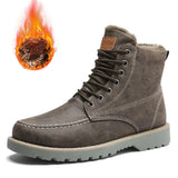 JKPUDUN Vintage Men Boots Lace-Up Winter Leather Martin Boots Men Waterproof Work Tooling Safety Ankle Boots Casual Shoes Botas