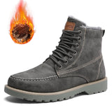 JKPUDUN Vintage Men Boots Lace-Up Winter Leather Martin Boots Men Waterproof Work Tooling Safety Ankle Boots Casual Shoes Botas