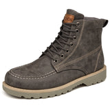 JKPUDUN Vintage Men Boots Lace-Up Winter Leather Martin Boots Men Waterproof Work Tooling Safety Ankle Boots Casual Shoes Botas