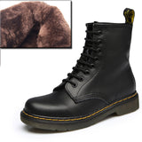 LAKESHI Genuine Leather Women Boots Dr Martin Boots Winter Work Safeti Boots Solid Ankle Boots Female Punk Women Shoes Size 46