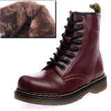 LAKESHI Genuine Leather Women Boots Dr Martin Boots Winter Work Safeti Boots Solid Ankle Boots Female Punk Women Shoes Size 46