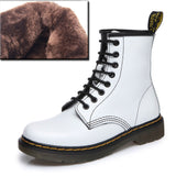 LAKESHI Genuine Leather Women Boots Dr Martin Boots Winter Work Safeti Boots Solid Ankle Boots Female Punk Women Shoes Size 46