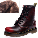 LAKESHI Genuine Leather Women Boots Dr Martin Boots Winter Work Safeti Boots Solid Ankle Boots Female Punk Women Shoes Size 46