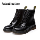 LAKESHI Genuine Leather Women Boots Dr Martin Boots Winter Work Safeti Boots Solid Ankle Boots Female Punk Women Shoes Size 46