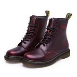 LAKESHI Genuine Leather Women Boots Dr Martin Boots Winter Work Safeti Boots Solid Ankle Boots Female Punk Women Shoes Size 46